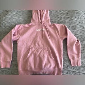Glossier OG pink hoodie, size XS